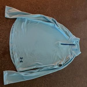 Under Armor Running Jacket, blue, few stains that are not very seeable, small.
